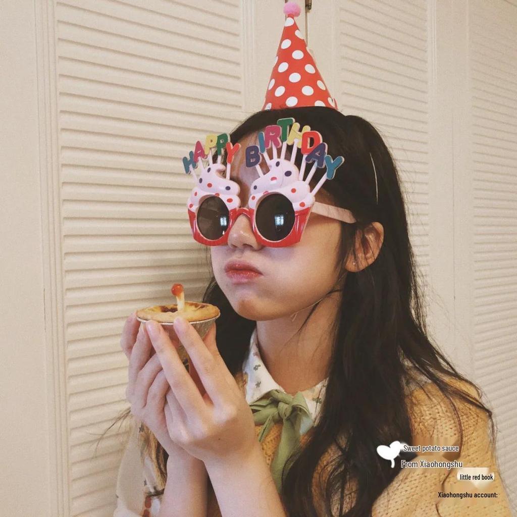 Xiaohongshu Style Birthday Hat & Cake Decorations - Fun Photo Props for Baby's First Birthday