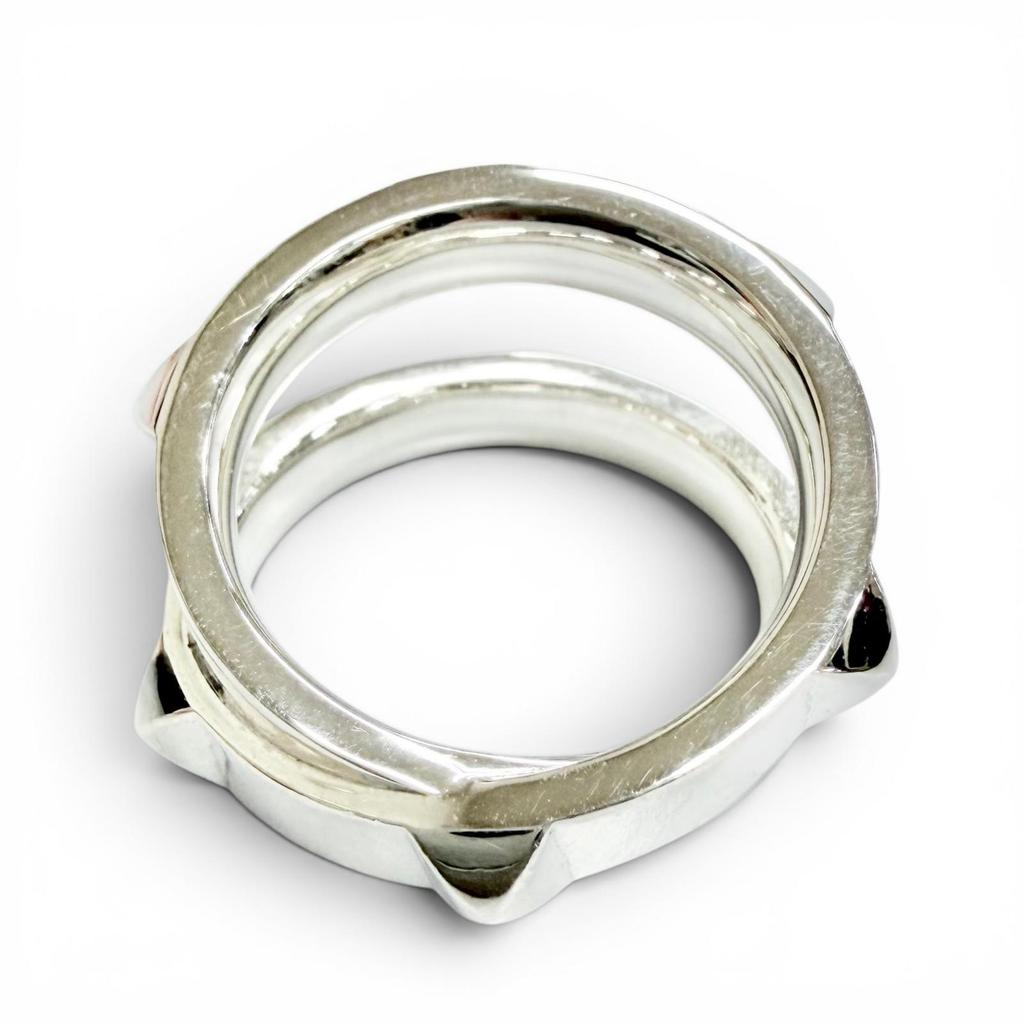 Great HERMES Ring ring Hermès Clou de H Double Ring Silver AG925 Women 54 Used