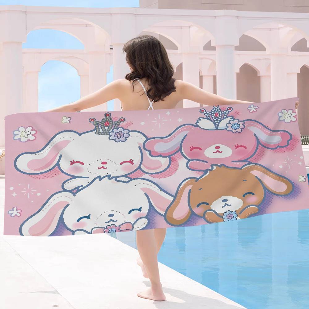 S-Sugarbunnies Bath Towel Microfiber Soft Water Absorbing Breathable For Girl Kids Decorative Cartoon Beach Towel