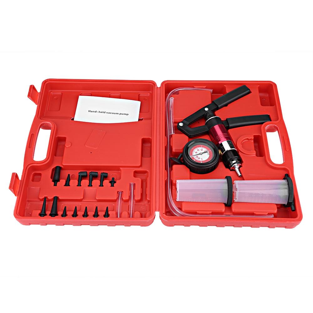 Auto Hnad Held Vacuum Pump Pressure Tester Kit Brake Bleeder Test Tool Set with Adapters