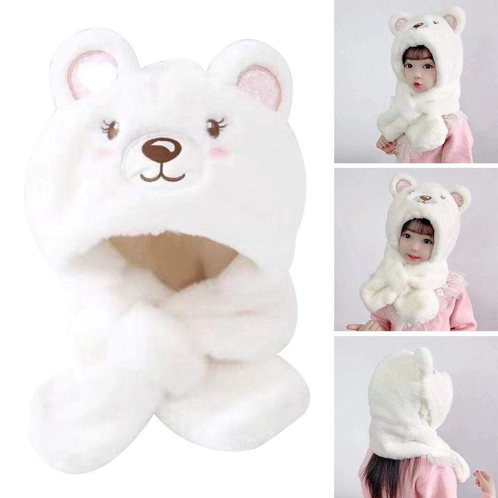 Теплый детский шарф-шапка интегрированная плюшевая шапка-бини шарф милая шапка с защитой ушей мальчики девочки