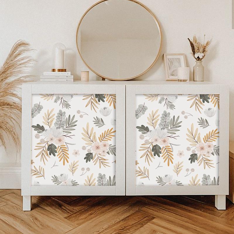 Креативный дизайн Осенний лист Наклейка на стену шкафа Спальня Гостиная Декор стен Бумажный шкаф Мебель Обои Домашний декор