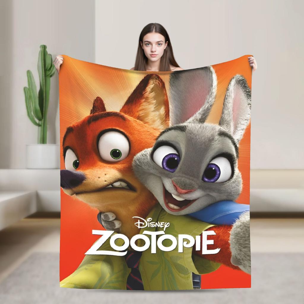 Anime Zootopia Cartoon Blanket Soft Warm Comfortable Plush Throw Blanket For Home Decor Travel Flannel Bedspread Bed Cover