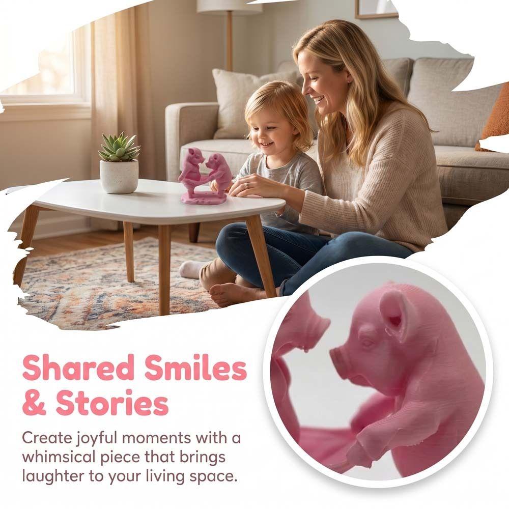 Animal Crafts Cartoon Pig Figurine Creative Animal Pig Model 3D Printed Pig Toy Home Decoration
