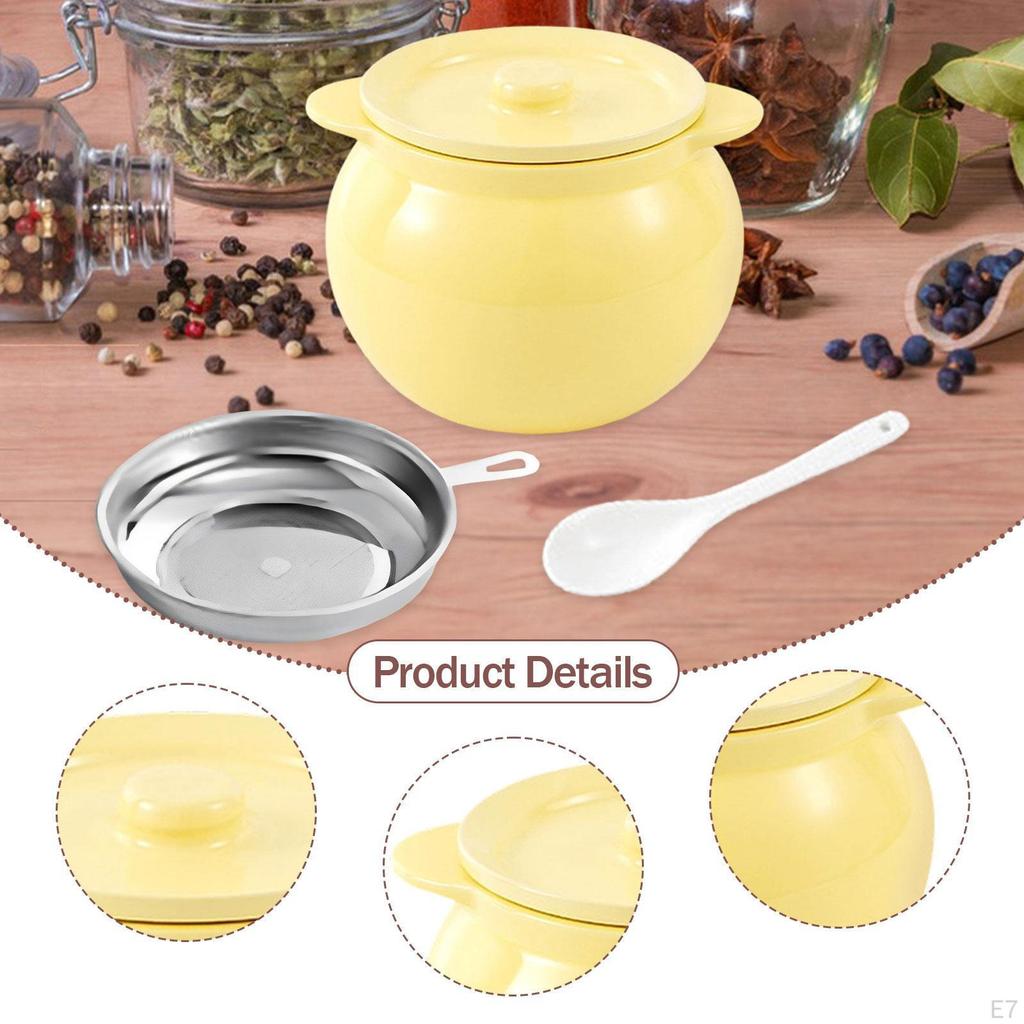 Container with Strainer, Kitchen Canister, Frying Oil Storage Can for Cooking, Restaurant, Farmhouse