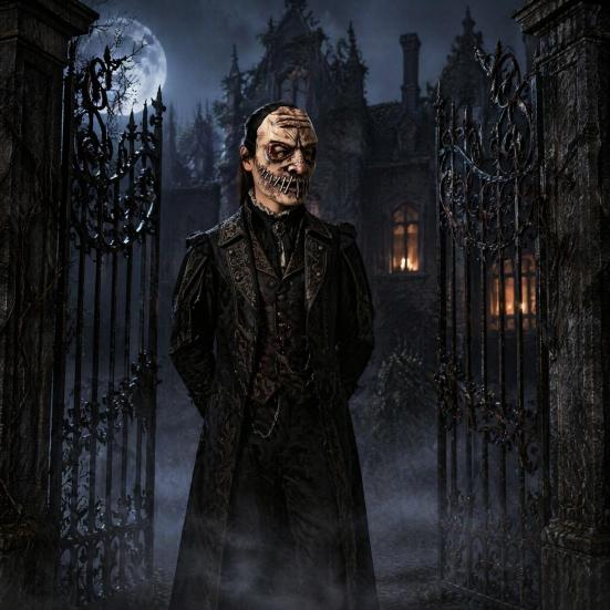 Professional Haunted House Mask Halloween Horror Mask, Creepy Latex Adjustable Strap Scary Fancy Character Cosplay for Party Costume Prop Adult