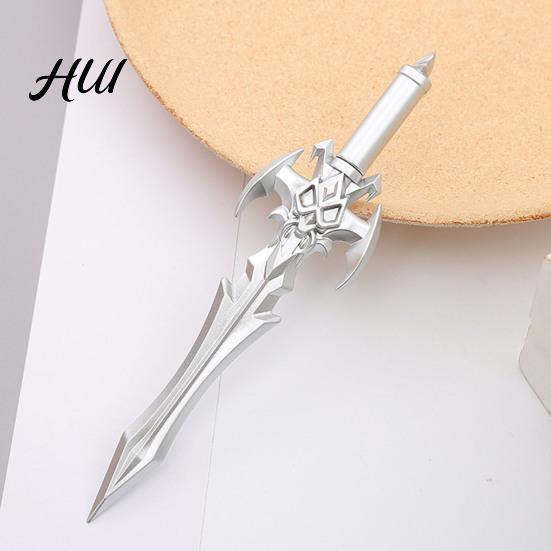 No Lag Gel Pen 2Pcs Ancient Swords Shape with Black Ink Martial Arts Weapon Design Smooth Writing Ballpoint for Students Novelty Stationery Gift Anime