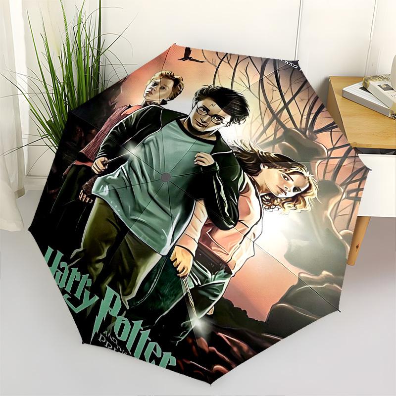 1pc Harry Potter, Prisoner of Azkaban Automatic Folding Umbrella - Compact 8-Rib Design, Durable Plastic & Iron1243L