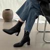 High-heeled Thin Boots Fairy Fairy 2025 New Soft Leather Thick-heeled Cigarette Boots Fashionable Versatile Chelsea Short Boots