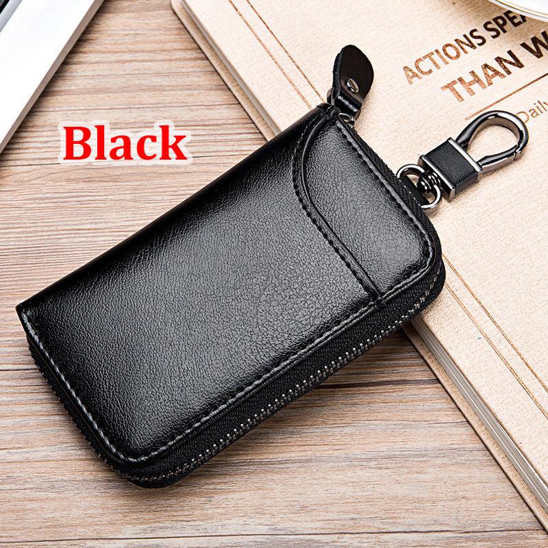 Genuine Leather KeyChain Unisex Key Bag Multifunction Organizer Wallet Holder Smart Housekeeper Car Small Key Case Zipper Keys Pouch AVE