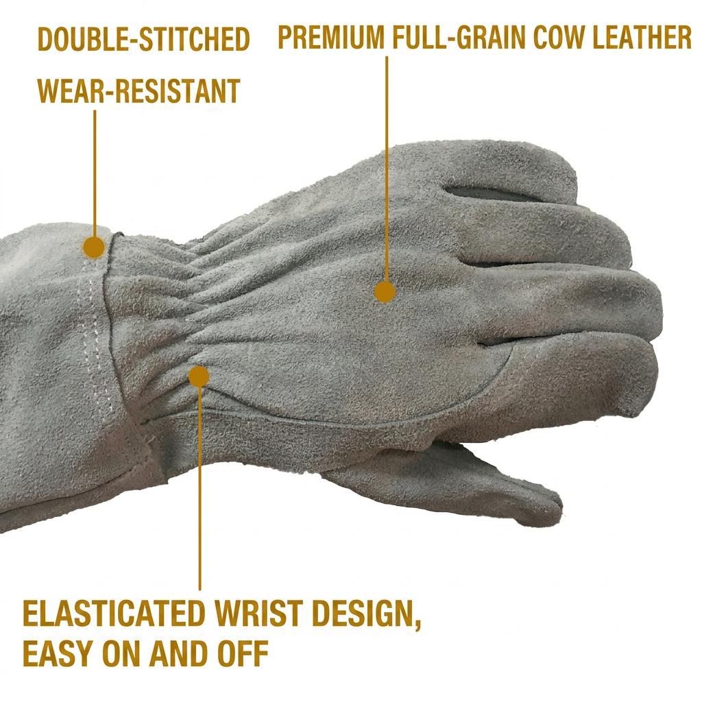Thorn Proof Gloves Breathable Protective Work Gloves Cowhide Leather Gloves Comfortable For Pruning Garden Outdoor Work
