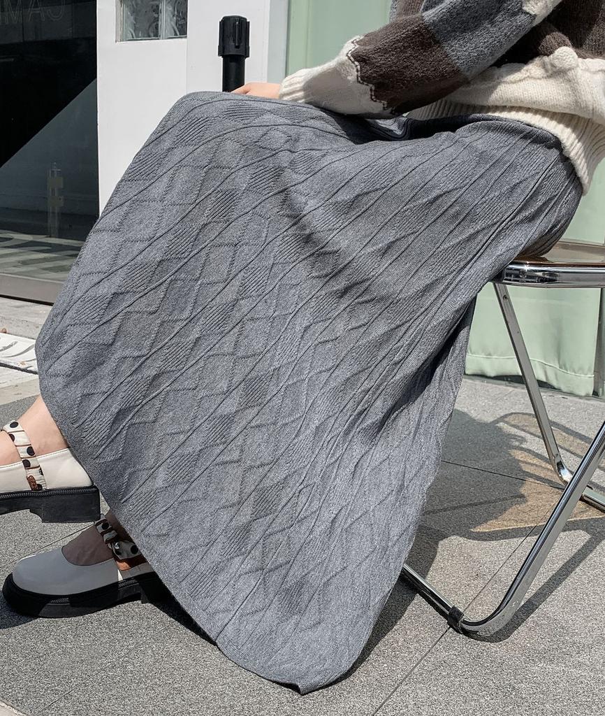 Трикотажная юбка для женщин миди с высокой талией тонкая осень-зима теплая женская длинная юбка