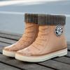 Fashion short tube women's waterproof shoes rain shoes student trend rubber shoes velvet warm non-slip rain boots women