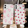Милый Чехол-Сердечко для iPhone 17 17E 16 16E 15 14 13 12 11 Air Pro Max Plus Прозрачный Кавайный Узор в Виде Сердечек Любви Мягкий Чехол из ТПУ