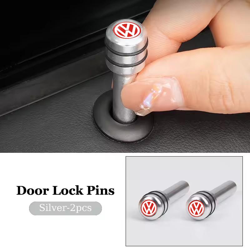 ear1 Aluminum Car Door Lock Knob Pull Pin Safety Covers for Volkswagen VW GOLF JETTA PASSAT Polo TOUAREG T-ROC Beetle BORA CC