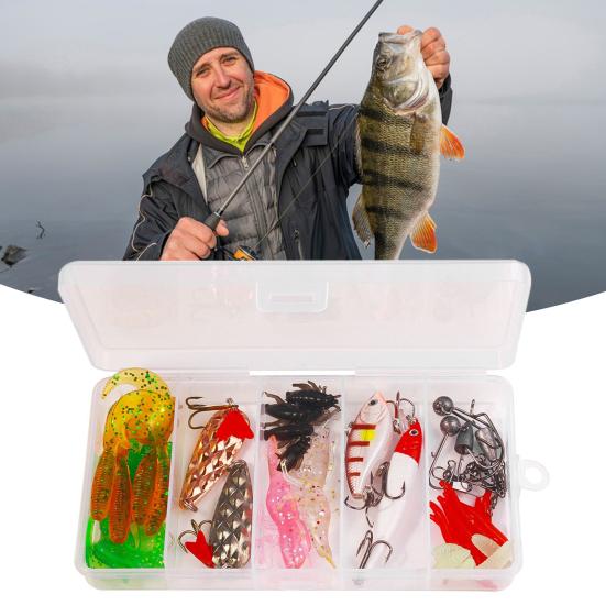 Fishing Lure Set Realistic Looking Vibrant Color Compact Design Portable Soft Lure Fake Bait with Treble Hooks