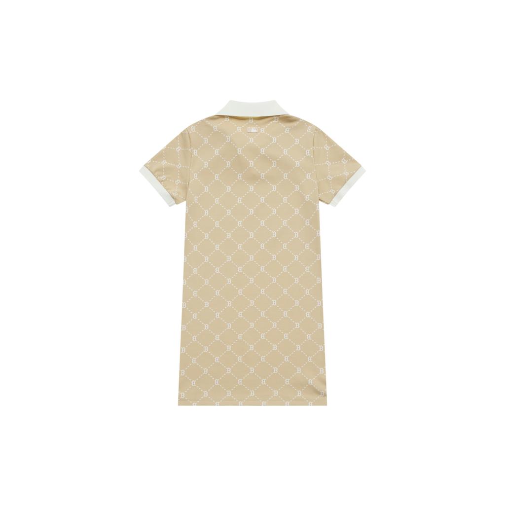 Новая коллекция MLB MONOGRAM Платье с коротким рукавом женское Boston Red Sox SS25 Светло-бежевый 3FOPM0453-43BGL