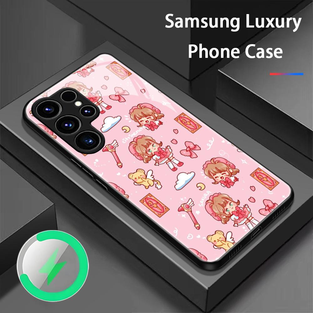 Прекрасный чехол для телефона Cardcaptor Sakura для Samsung S25 S24 S23 S22 S21 S20 Plus Ultra Note20 Стеклянный магнитный чехол