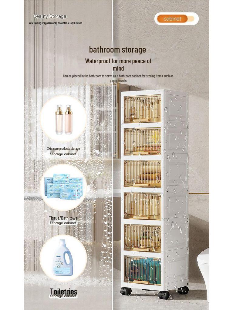 Откидной шов Узкий шкаф для хранения для кухни, ванной комнаты или гостиной