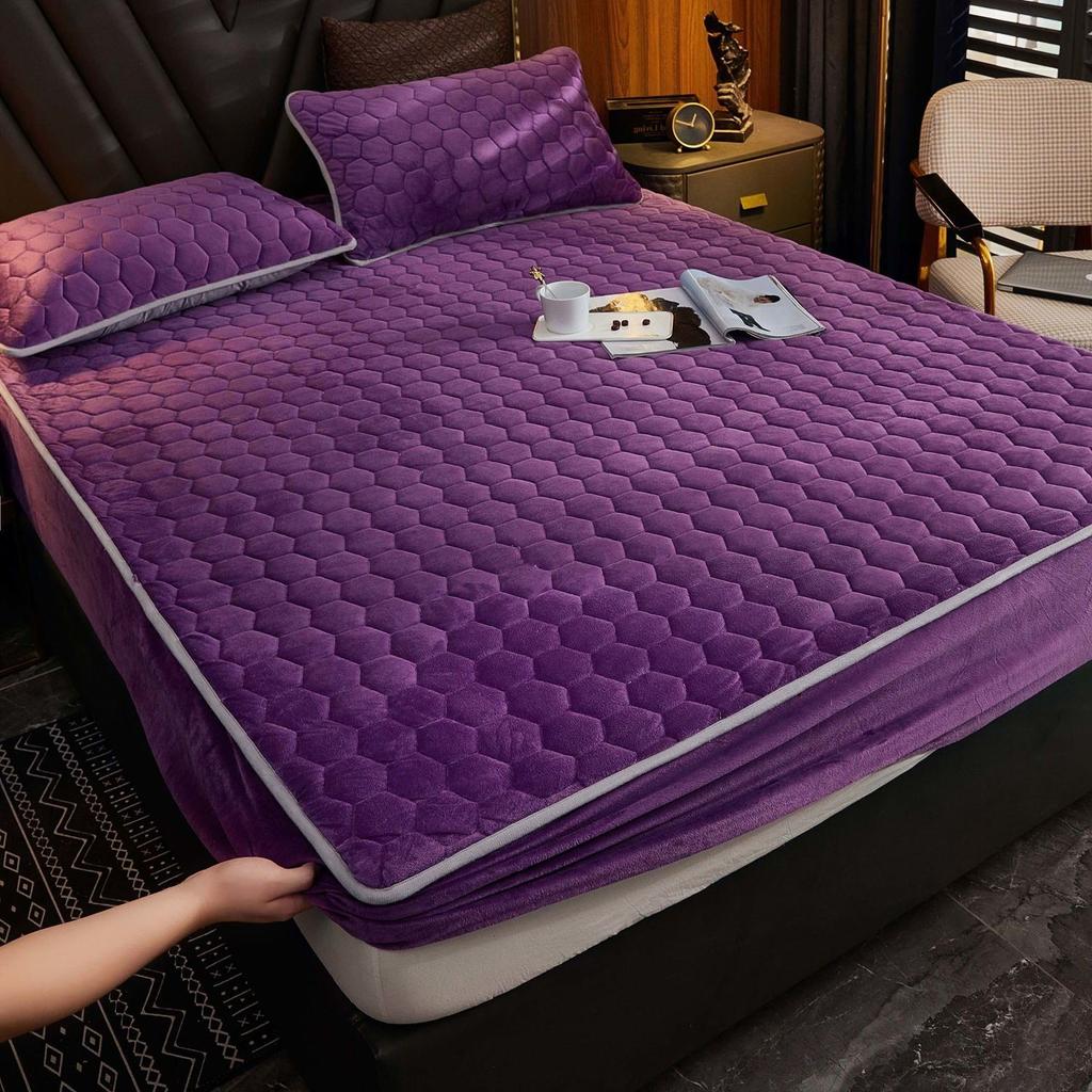 Плюшевый утолщенный стеганый наматрасник, теплый мягкий кристаллический бархатный стеганый матрас King Queen, простыня, не включая наволочку