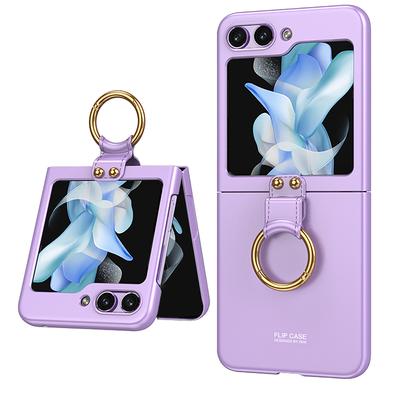 Роскошные ультратонкие чехлы для телефонов с кольцом для Samsung Galaxy Z Flip 5 5G, чехол с защитным чехлом для объектива, противоударный чехол