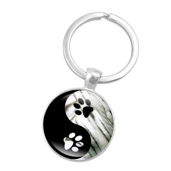 Креативный Инь Ян Тай Чи стеклянный кулон с кабошоном брелок для ключей держатель подарок