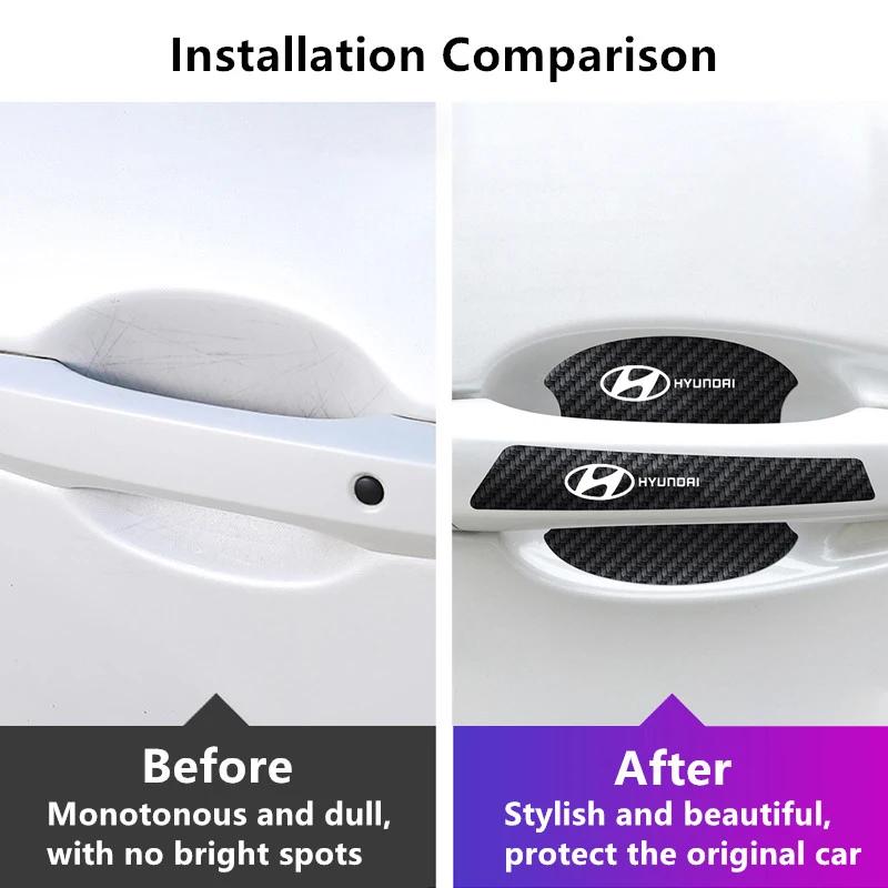 8PCS Luminous Car Door Handle Decal for Hyundai Azera CELESTA I20 I30 Ix25 MISTRA NEXO TUCSON Door Wrist Bowl Protective Sticker R7