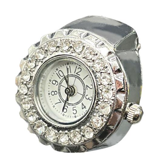 Кольцо для часов на палец, эластичное кольцо в стиле хип-хоп, повседневное с круглым циферблатом, роскошные мужские и женские блестящие кварцевые часы со стразами, кольцо для вечеринок