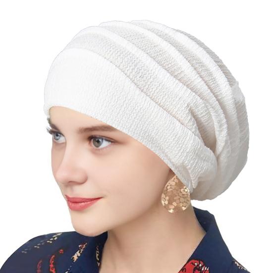 Women Hat Solid Color Pile Design Turban Hat Lightweight Breathable
