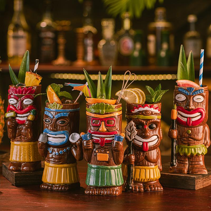 Hawaii Tiki Cuptiki Mug Creative Cocktail Glass Ceramic Cup Bar Liquor Glass Special Cup Ornaments