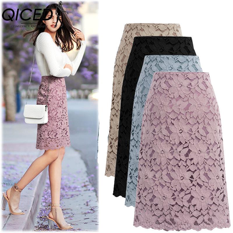 QICED Women's Fashion Casual Solid Color Print Summer Spring Skirt