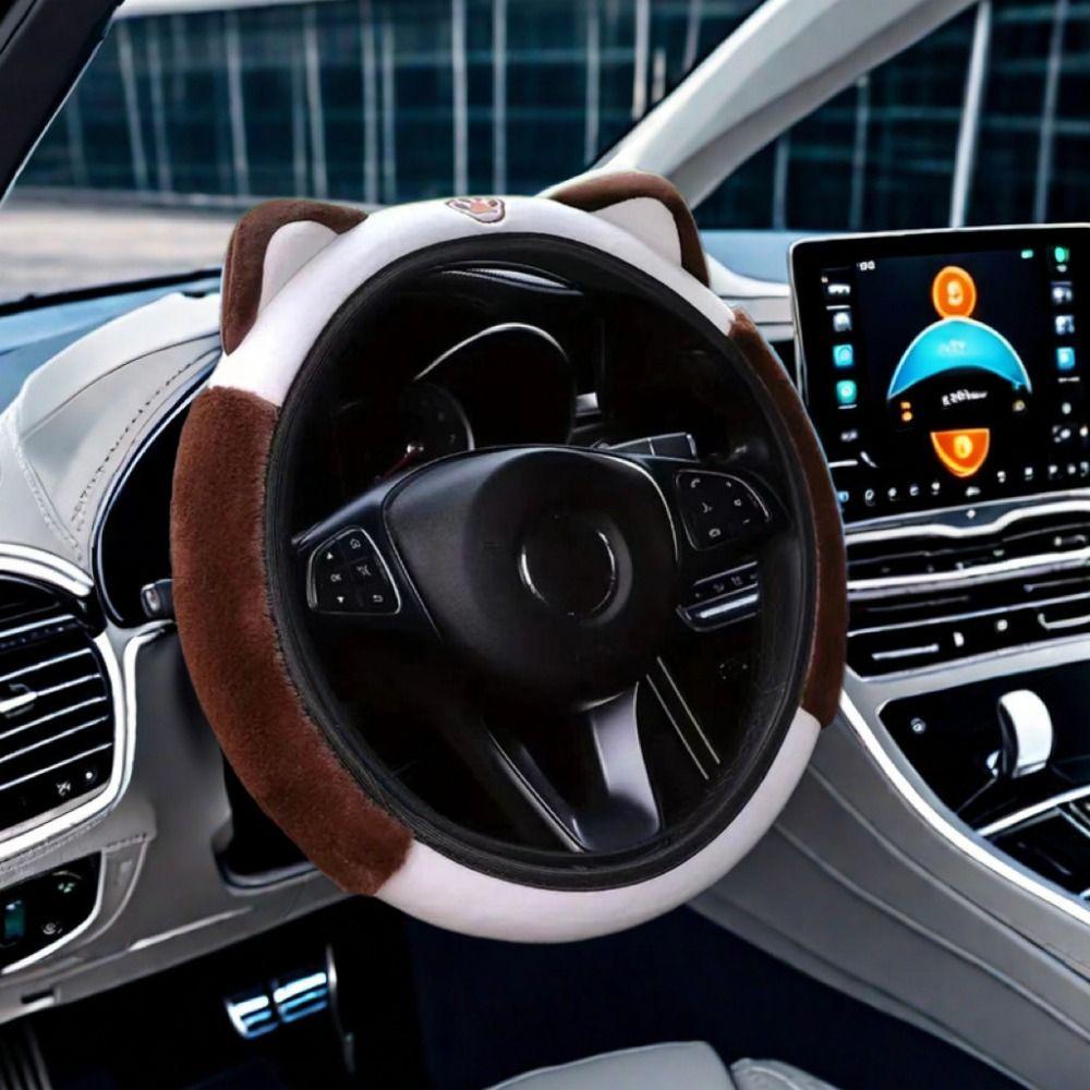 Аксессуары для автомобиля Kitten, плюшевый чехол на ручку автомобиля, новый чехол на руль для 14,5-15 дюймов