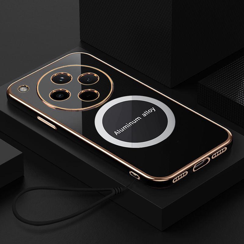 For Oppo Find X8 Case Oppo Find X8 Pro Phone Case Luxury Square Plating Magnetic Attraction ShockProof Silicone Back Cover