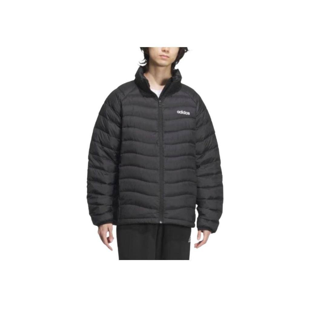 Adidas Уличная теплая утепленная куртка-пуховик с воротником-стойкой, куртка унисекс, черная JL9662