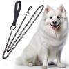 Durable Anti-Bite Metal Dog Chain Lead Chain Leash Handle Leads Leather Iron Chain for Small Large Medium Dogs Outdoor Training