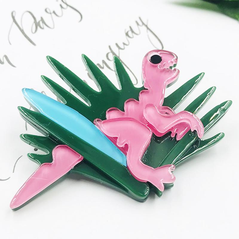 Blucome Cartoon Dinosaur Brooch Acrylic Creative Velociraptor Dinosaur Pin for Bag Suit New Year Gift