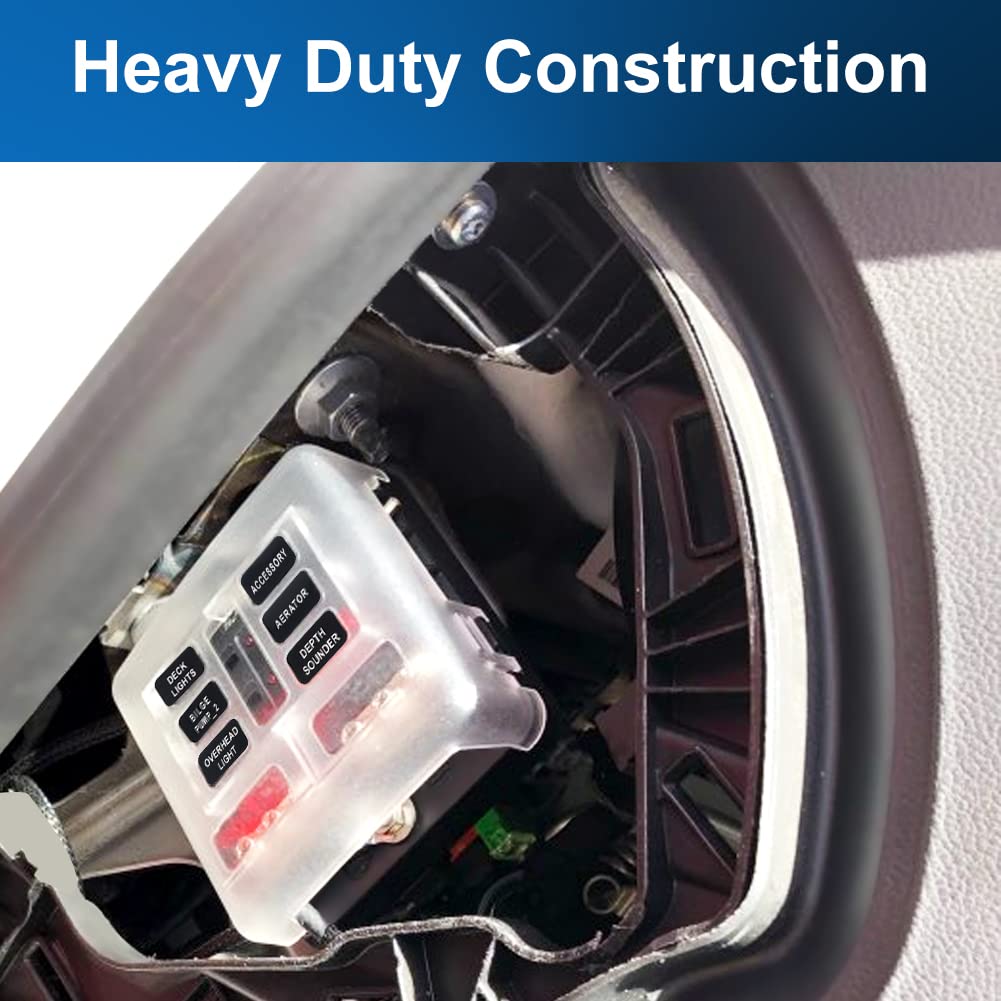 ADPOW 6-контактный держатель предохранителя для автомобиля, лодки, водонепроницаемый светодиодный сигнальный фонарь с комплектом ATO ATC, предохранитель-лезвие 5A 10A 15A 20A, подходит для автомобиля, лодки