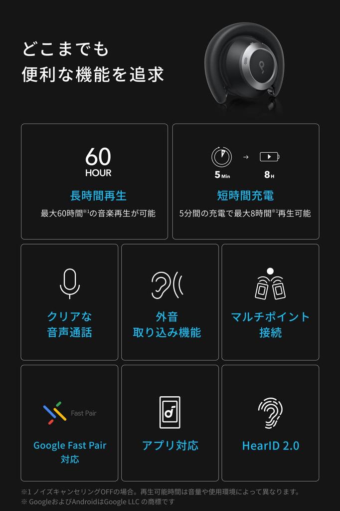 Anker Soundcore Space One Pro Wireless To 60 Hours of Music Playback Ultra Noise Canceling Resolution Compatible Compatible Ambient Sound Capture