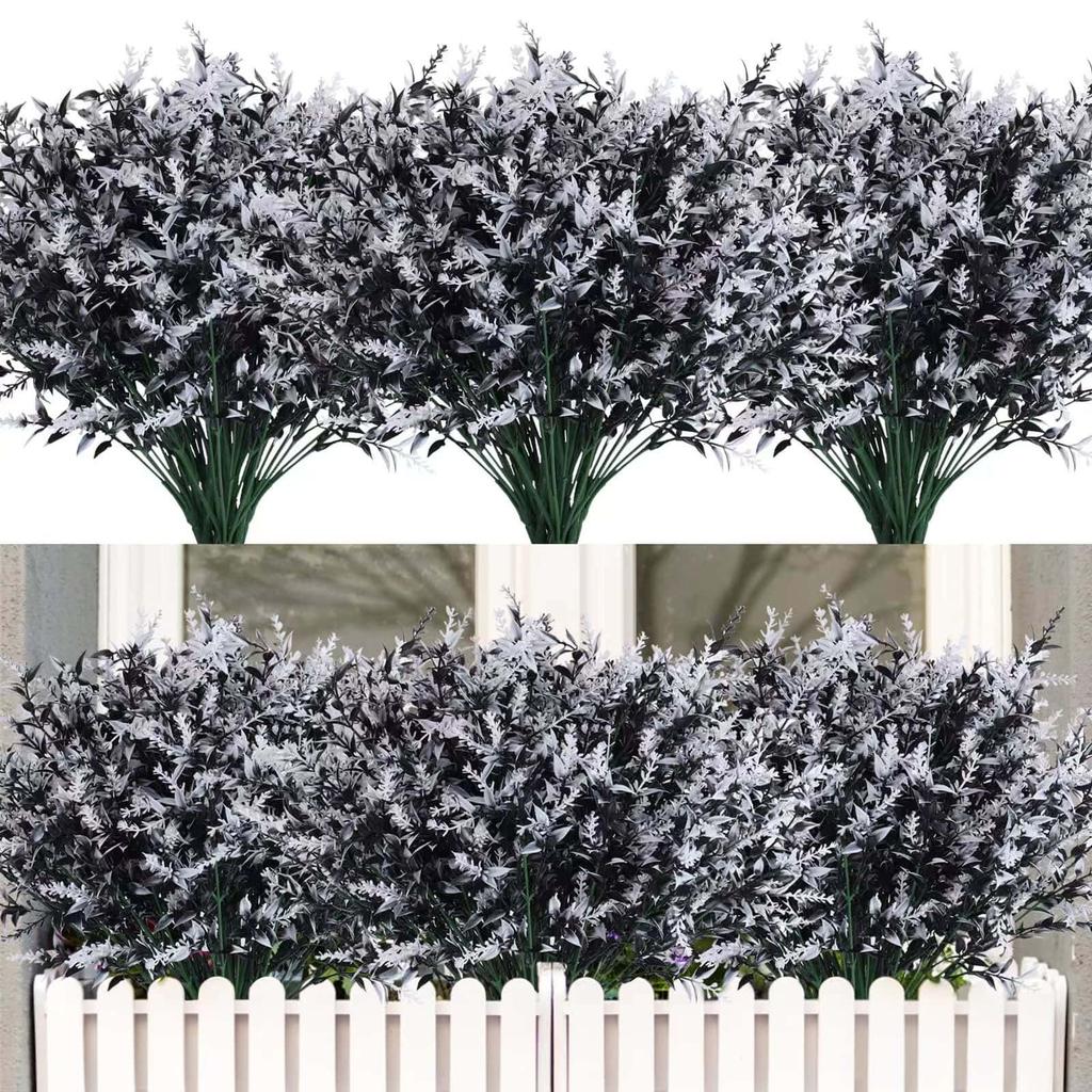 UV-Resistant Artificial Lavender Bouquets - Vibrant  Floral Arrangements for Outdoor Garden, Porch, Window Sill, Home Decor