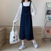 College Style Slimming Denim Jumper Dress - Korean Mid-Length, Casual & Versatile