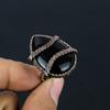 Кольцо ювелирных изделий черной драгоценной камня оникса обернутое медной проволокой Хандмаде для подарка