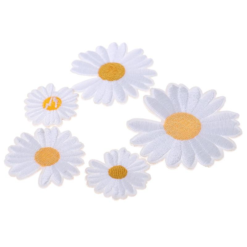 5 шт. DIY маленькие заплатки с вышивкой подсолнуха и ромашки для одежды, гладильная наклейка на одежду, полоса, железная аппликация, ремонт отверстий