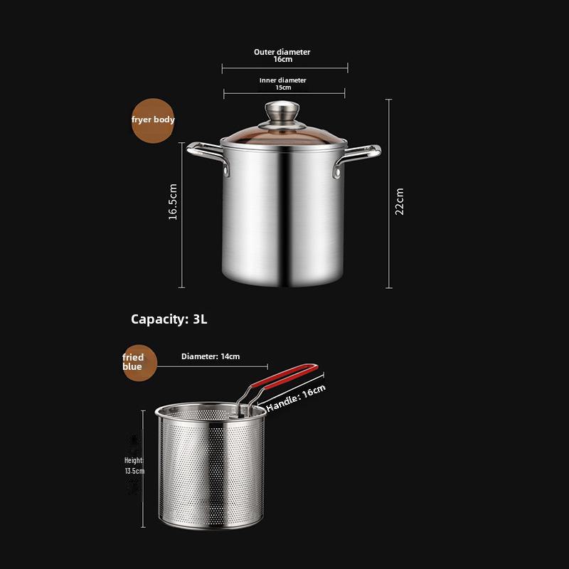 304 Stainless Steel Small Frying Pan with Filter for Induction Cooker - Mini, Fuel-Saving, Multifunctional