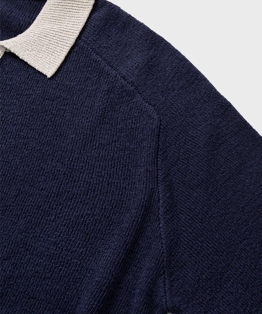 NONBLANK Raglan Half Sleeve Collar Knit_Navy