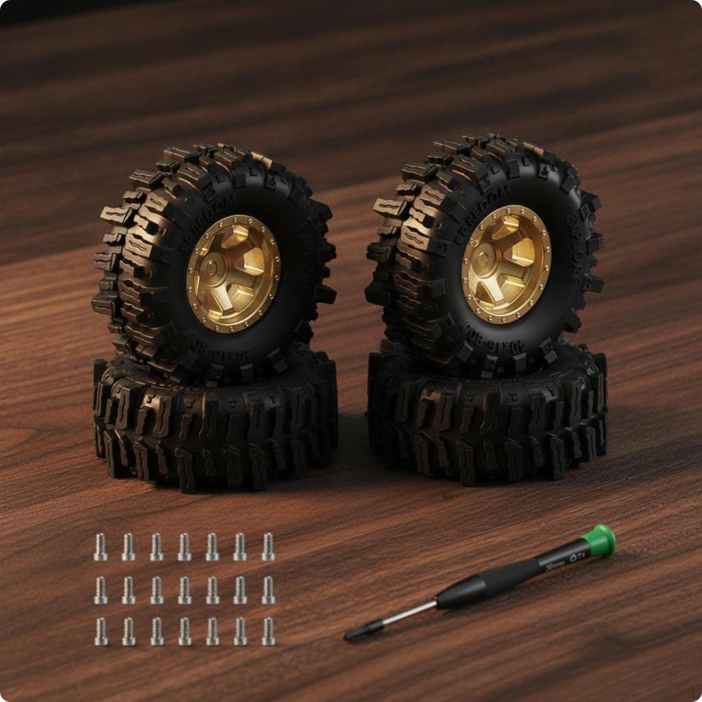 4 Pieces RC Wheel and Tire Assemblies Beadlock Set Long-Lasting