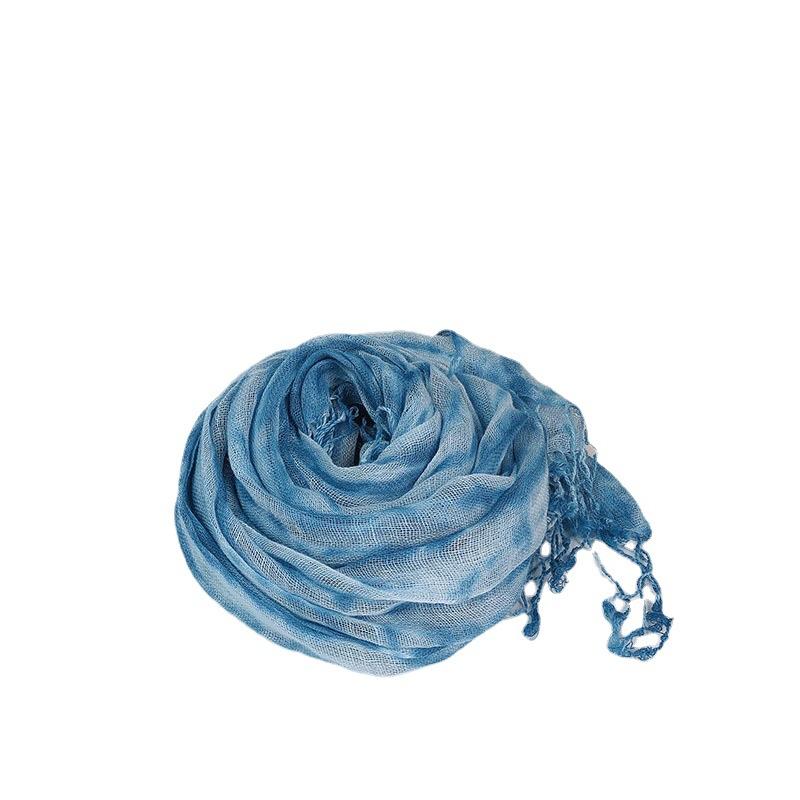 Spring And Summer French Thin Tie-Dye Linen Bandana Scarf Outdoor Beach Sun Protection Soft And Breathable Scarves Shawls