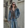 CHIC PARKA Denim Fur-Lined Parka with Raccoon Fur Collar