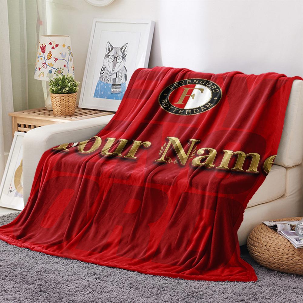1PC Feyenoord Custom Name Patterned Flannel Blanket Suitable For All Seasons For Home Decor Warmth And Comfort Gifts Holiday Present