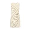 Spring New Women's Clothing French Ruched Silm Round Neck Short Sleeveless Dress 3067220 4772350