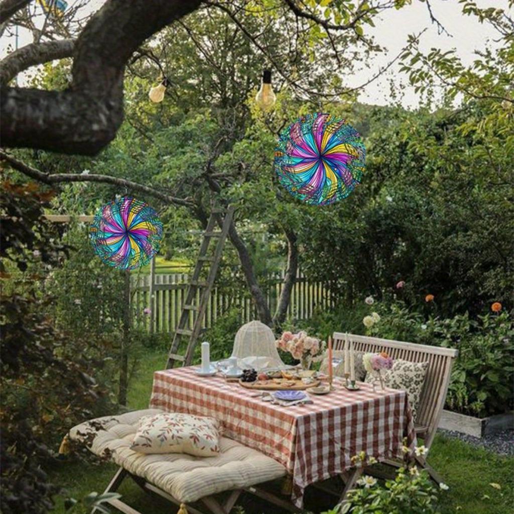 Handcrafted 3D Metal Wind Chime Mandala Floral Birds Design Outdoor Garden Patio Balcony Decor No Electricity Needed Weather Resistant